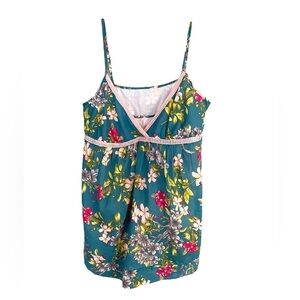 Johnny Was Blue Big Floral Cotton Spaghetti Strap Empire Waist Women’s Small